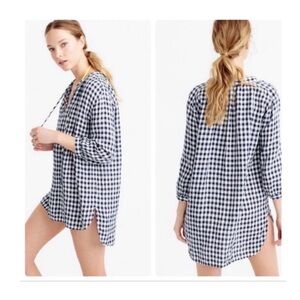 J. Crew Linen & Cotton Blend Gingham Checkered Tunic Gingham Tunic Top Cover Up✨